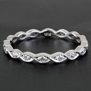 New Jolie 18k White Gold Diamond Stackable Eternity Anniversary / Wedding Ring